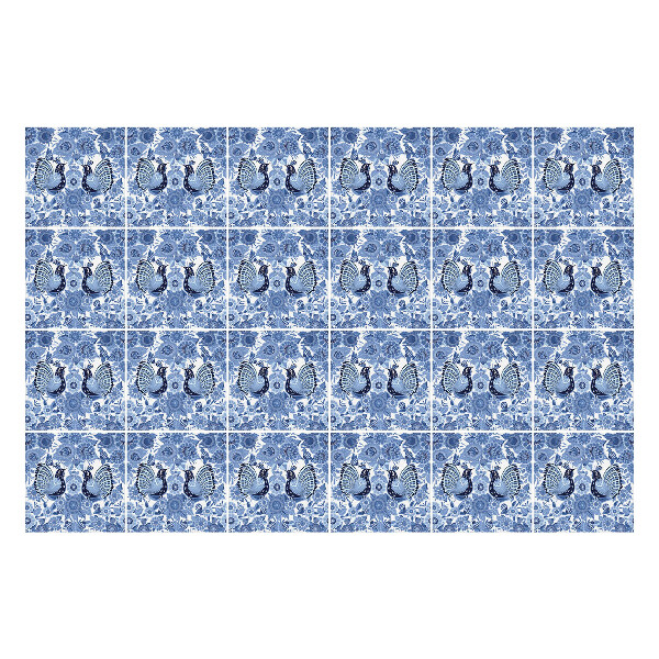 Samolepka na dlaždice Květinové motivy s motýly