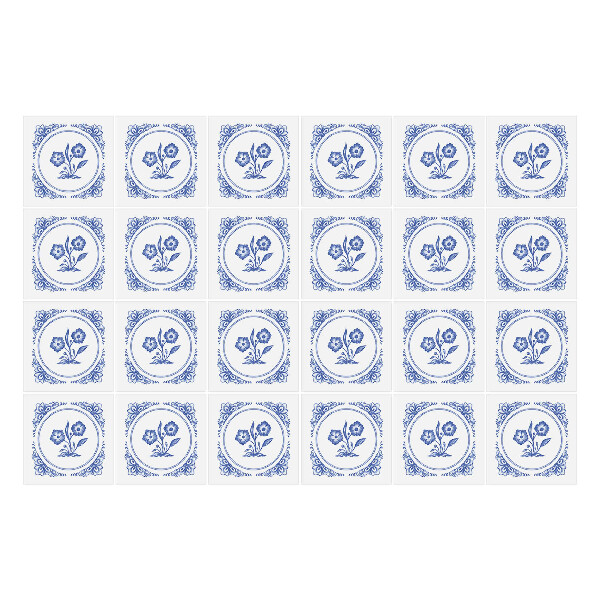 Nálepka na dlaždice Modrá květinová mozaika