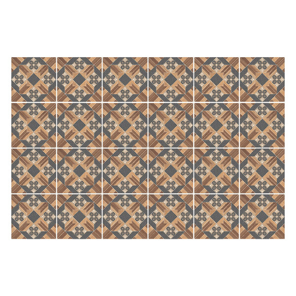 Samolepka na dlaždice Dřevěné motivy v symetrii