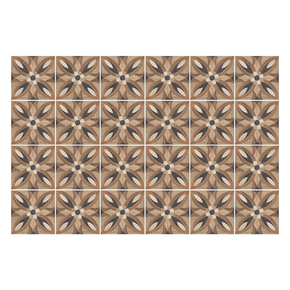 Samolepka na dlaždice Dřevěné květinové motivy