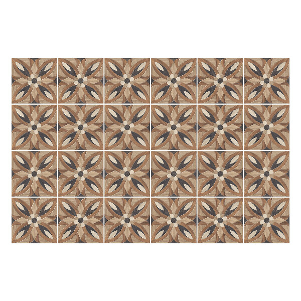 Samolepka na dlaždice Dřevěné květinové motivy