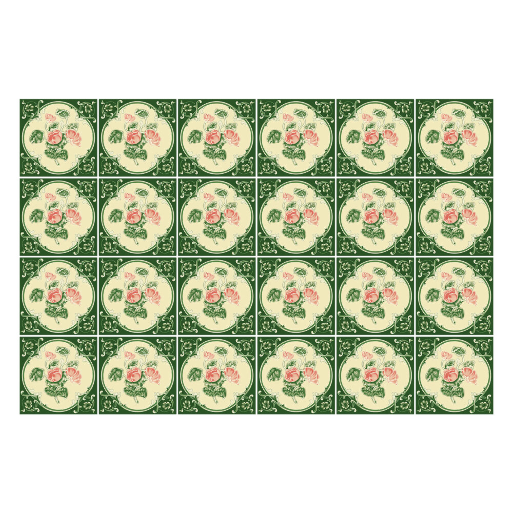 Samolepka na dlaždice Květinové ozdoby v kruzích