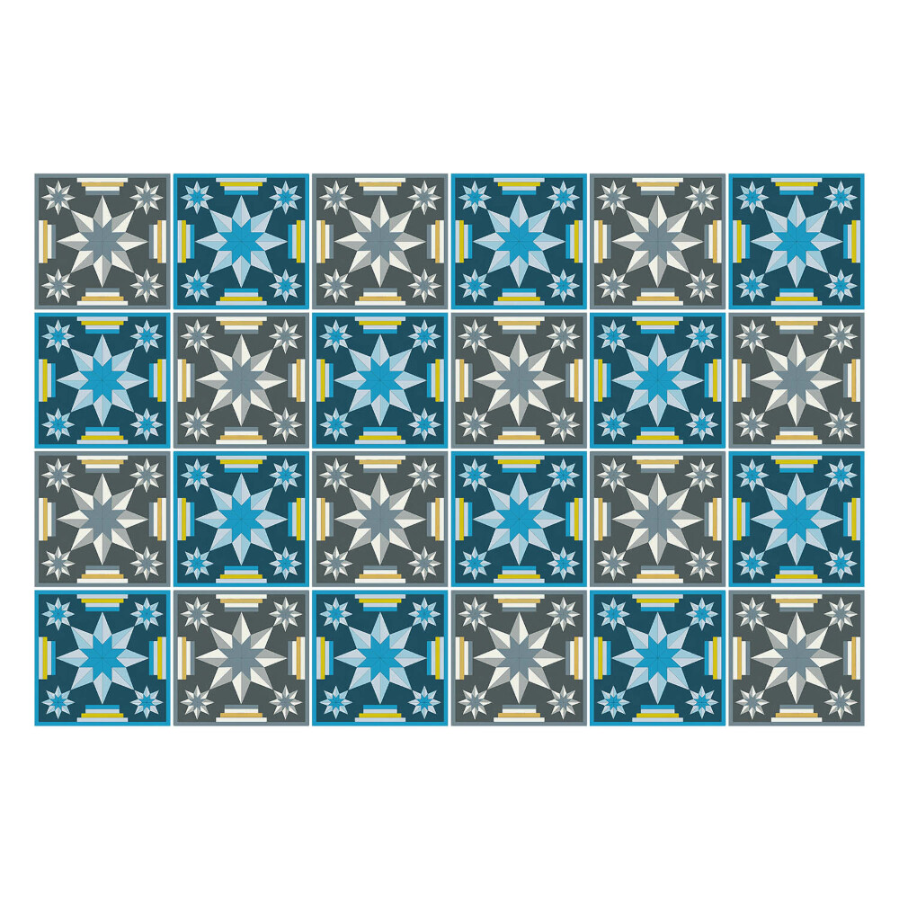 Nálepka na dlaždice Geometrické hvězdy v mřížce