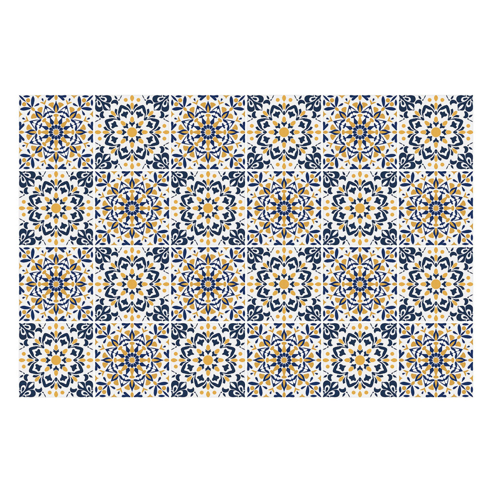 Samolepka na dlaždice Květinové mandaly v mřížce