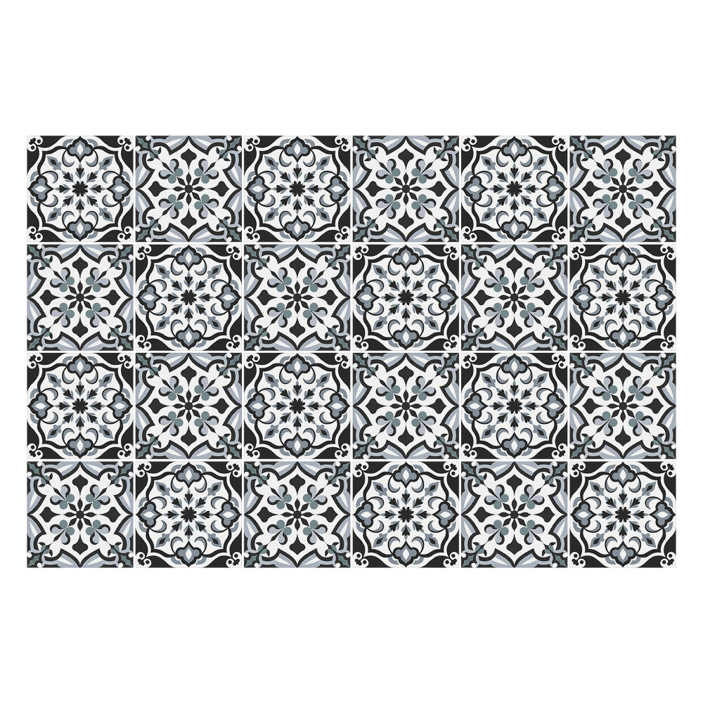 Samolepka na dlaždice Květinové ozdoby v kruzích