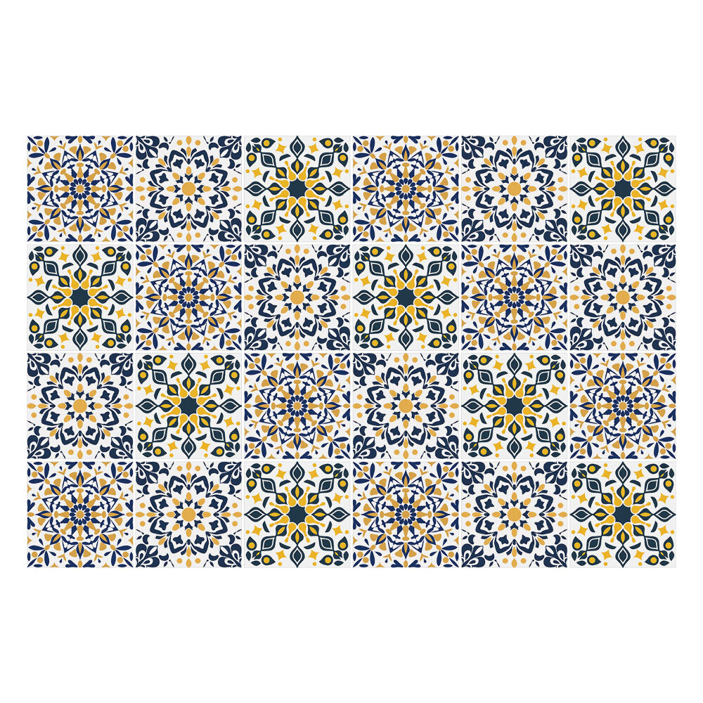 Nálepka na dlaždice Geometrické květy a listy