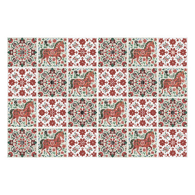 Samolepka na dlaždice Folklór o koních a květinách