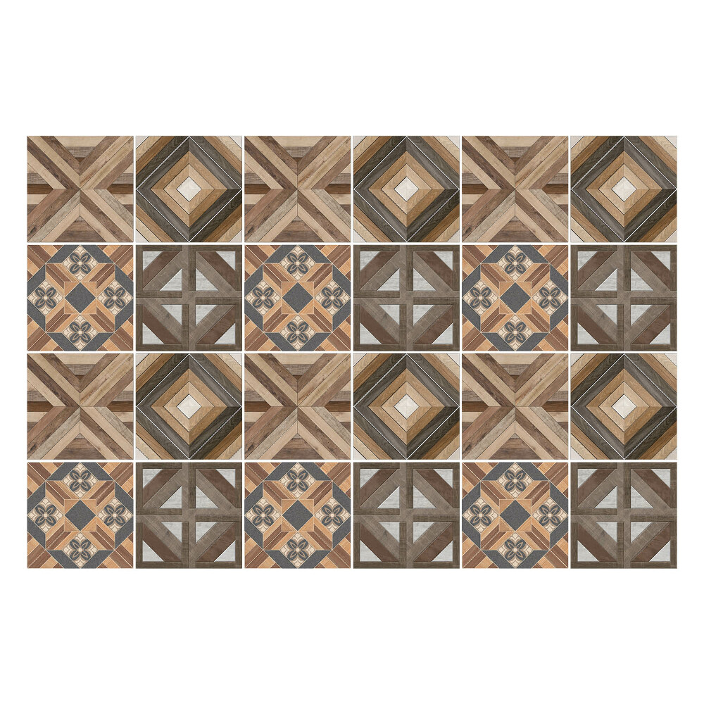 Nálepka na dlaždice Geometrické dřevěné aranžmá