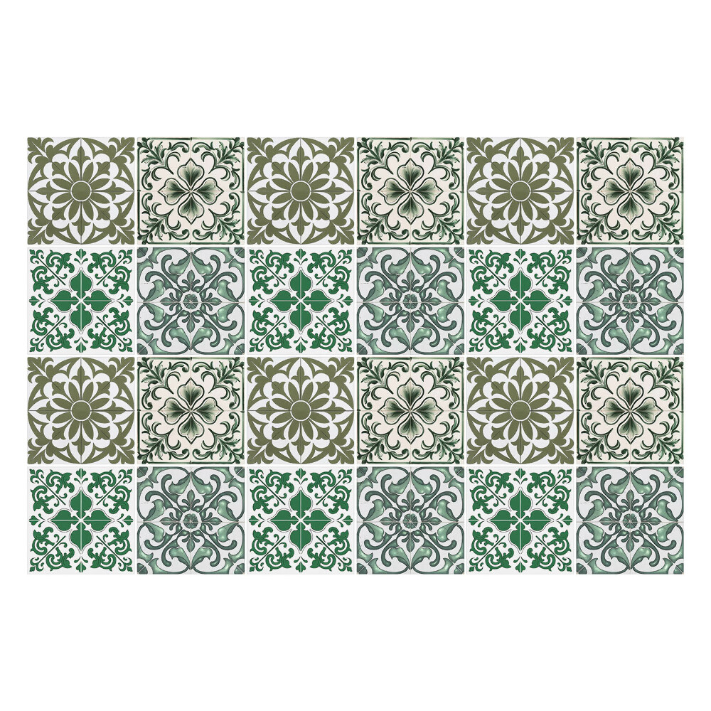 Samolepka na dlaždice Rostlinné a geometrické motivy