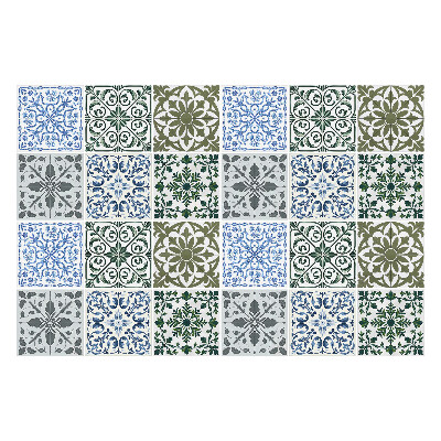 Samolepka na dlaždice Květinové a geometrické motivy