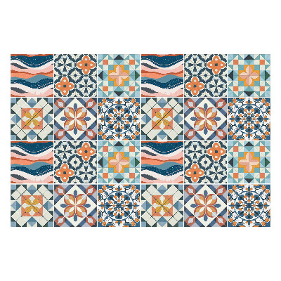 Samolepka na dlaždice Květinové mozaiky a postavy