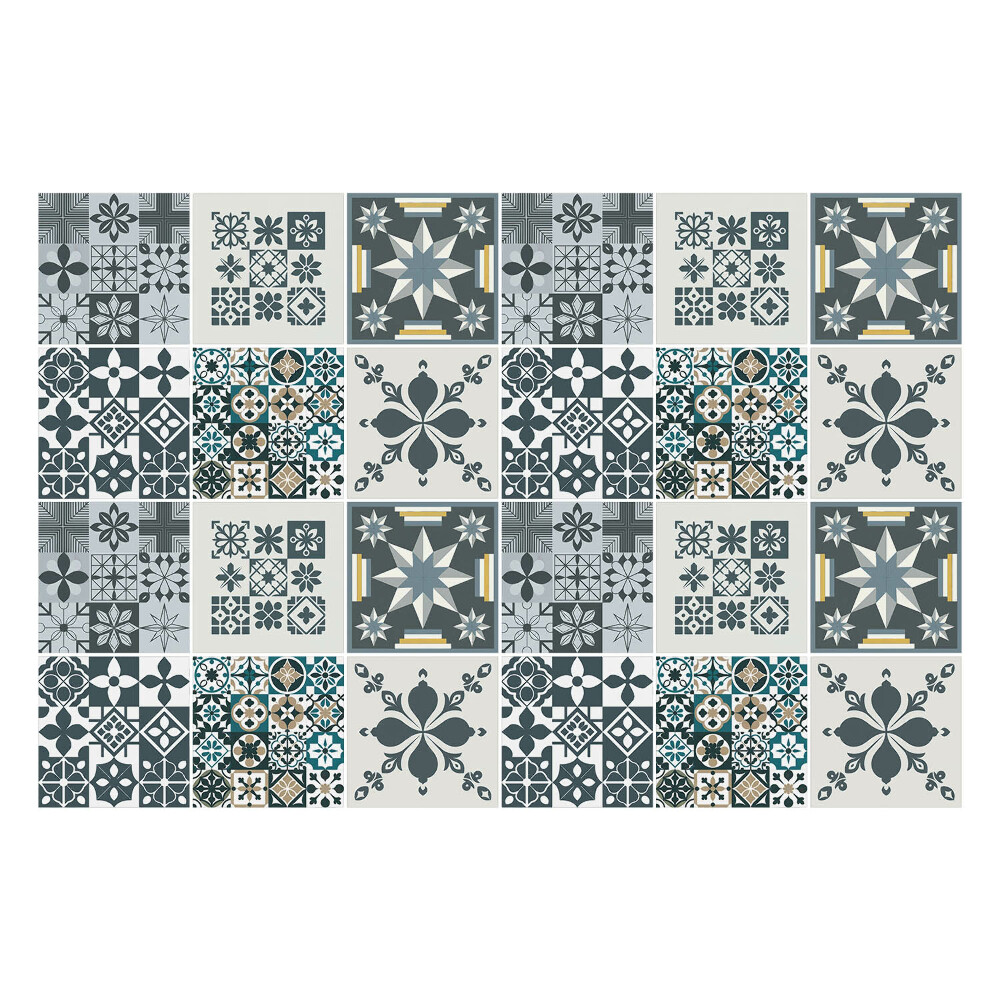 Nálepka na dlaždice Geometrické květiny a postavy