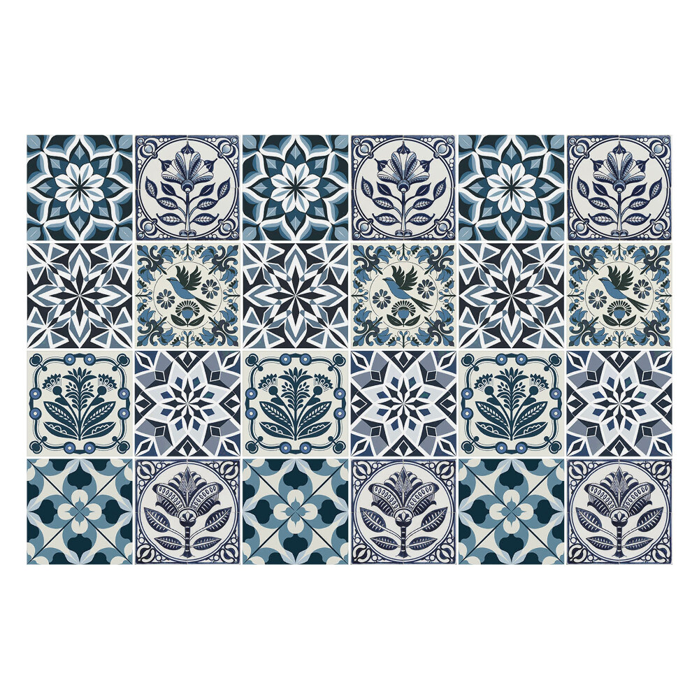 Samolepka na dlaždice Květinové geometrické motivy