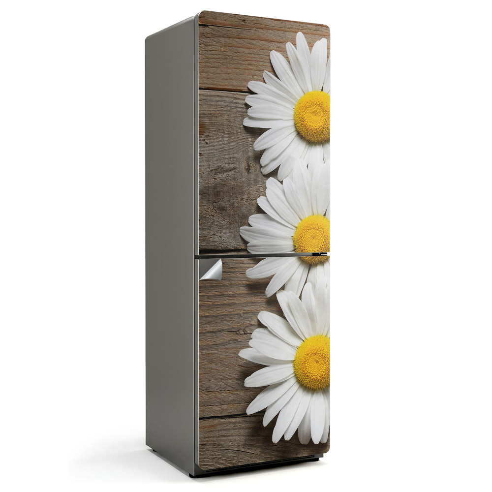 Nálepky na chladničku Květiny na dřevěné pozadí