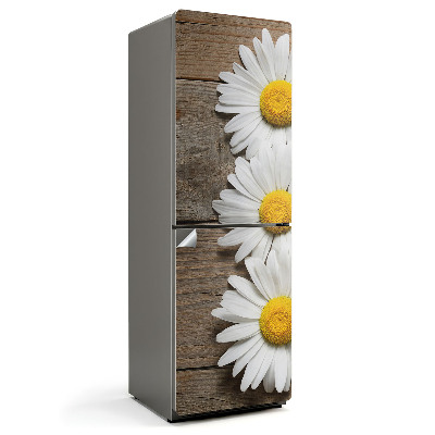 Nálepky na chladničku Květiny na dřevěné pozadí