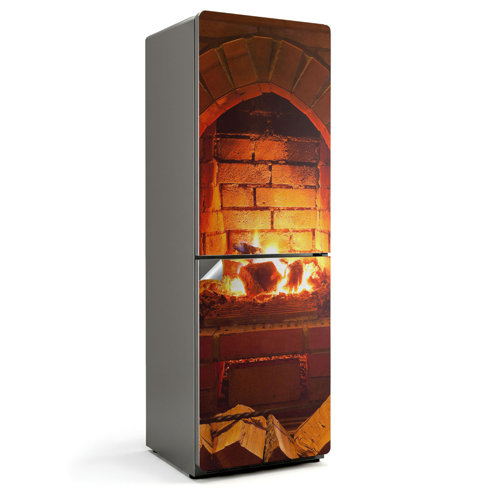 Nálepky na chladničku Oheň v krbu