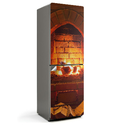 Nálepky na chladničku Oheň v krbu