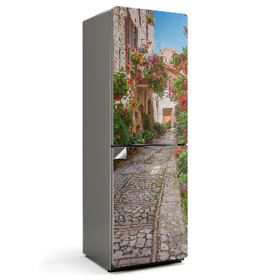Fototapeta na chladničku Okouzlující ulice s květinami