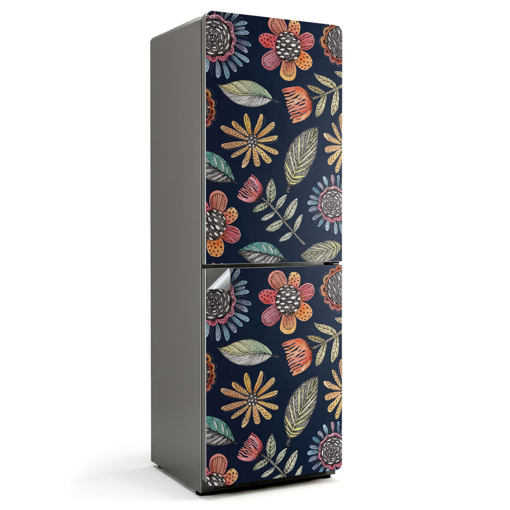 Nálepky na chladničku Květinový vzor s listy