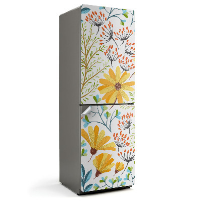 Nálepky na chladničku Květinový vzor na bílém pozadí