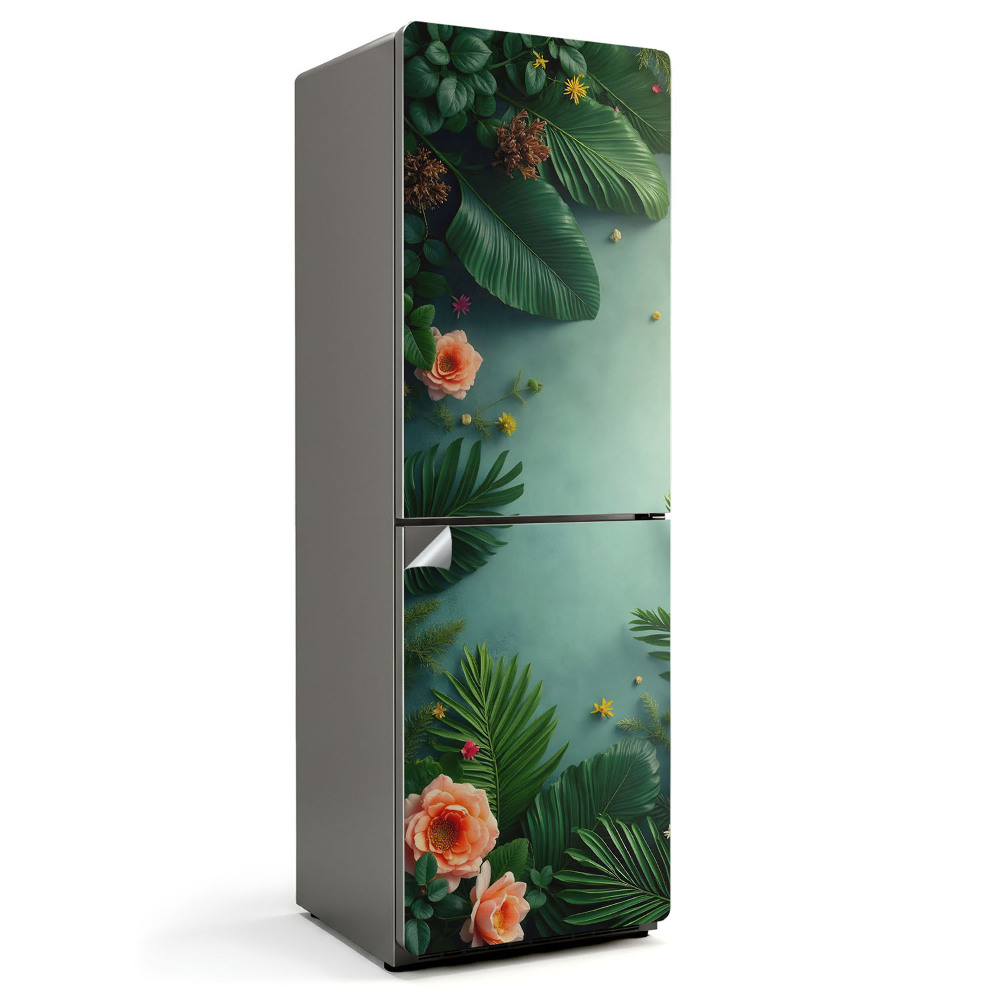 Fototapeta na chladničku Květinový vzor s listy