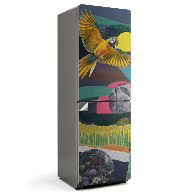 Fototapeta na chladničku Vystřihován papoušek koláž