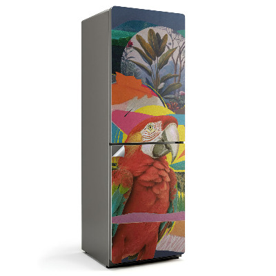 Nálepky na chladničku Papoušek v tropické koláži
