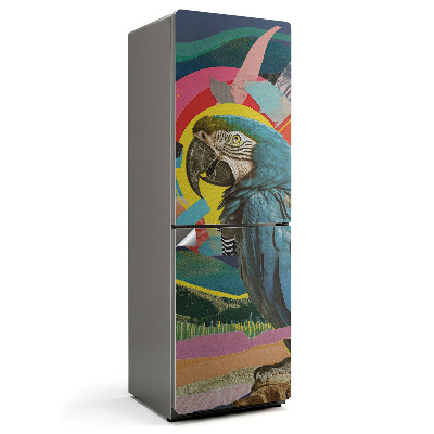 Fototapeta na chladničku Papoušek na abstraktní pozadí