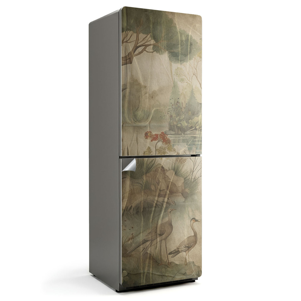 Nálepky na chladničku Klidná krajina s ptáky