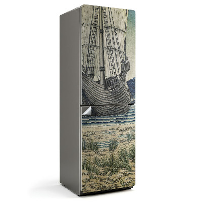 Nálepky na chladničku Loď na vlnách moře