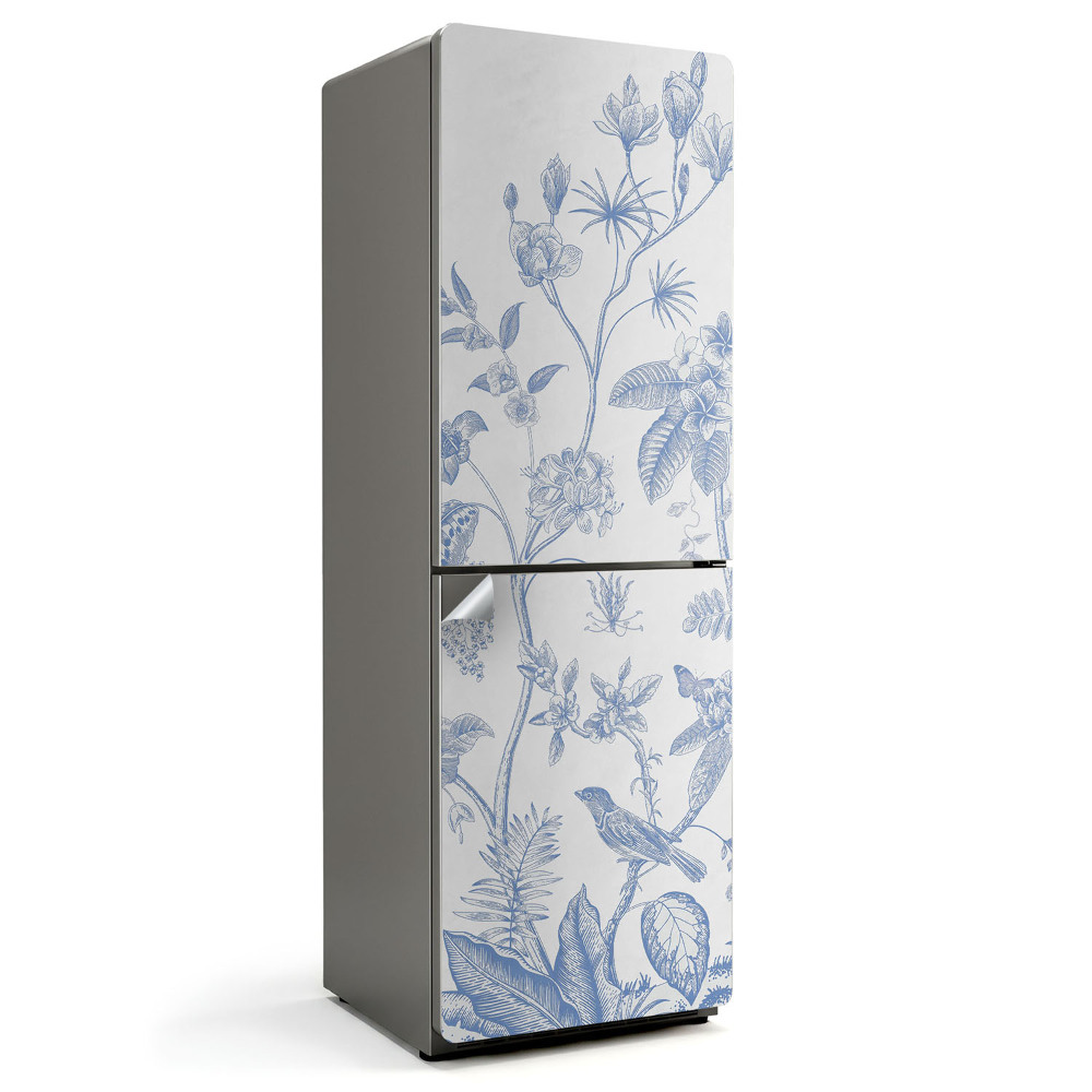 Nálepky na chladničku Květinové ilustrace s ptáky