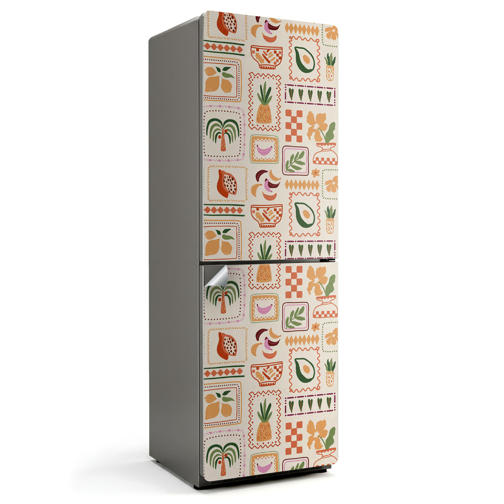 Fototapeta na chladničku Rostlinné a geometrické vzory