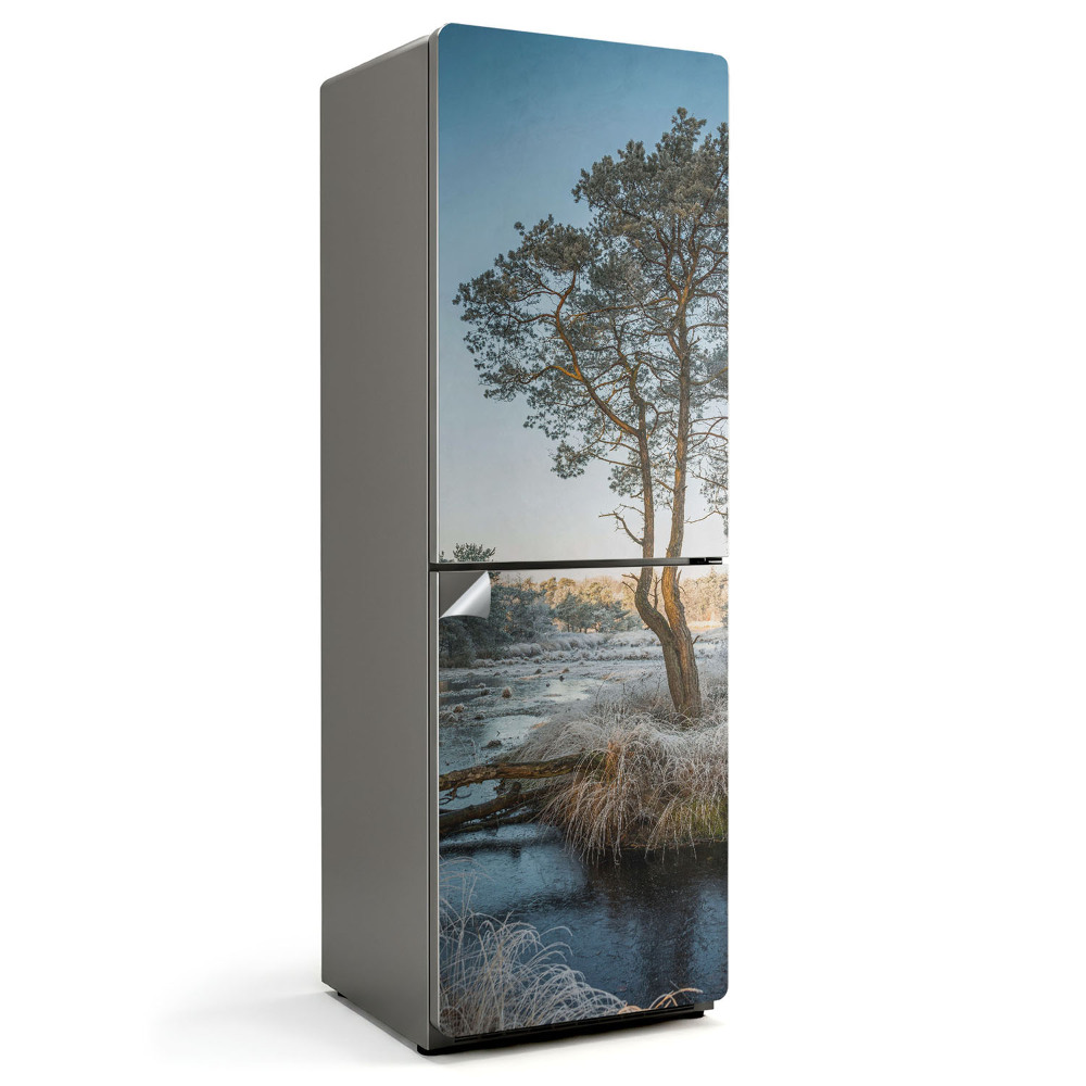 Nálepky na chladničku Zimní krajina se stromem