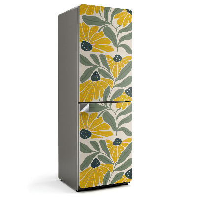 Fototapeta na chladničku Vzor s květy a listy