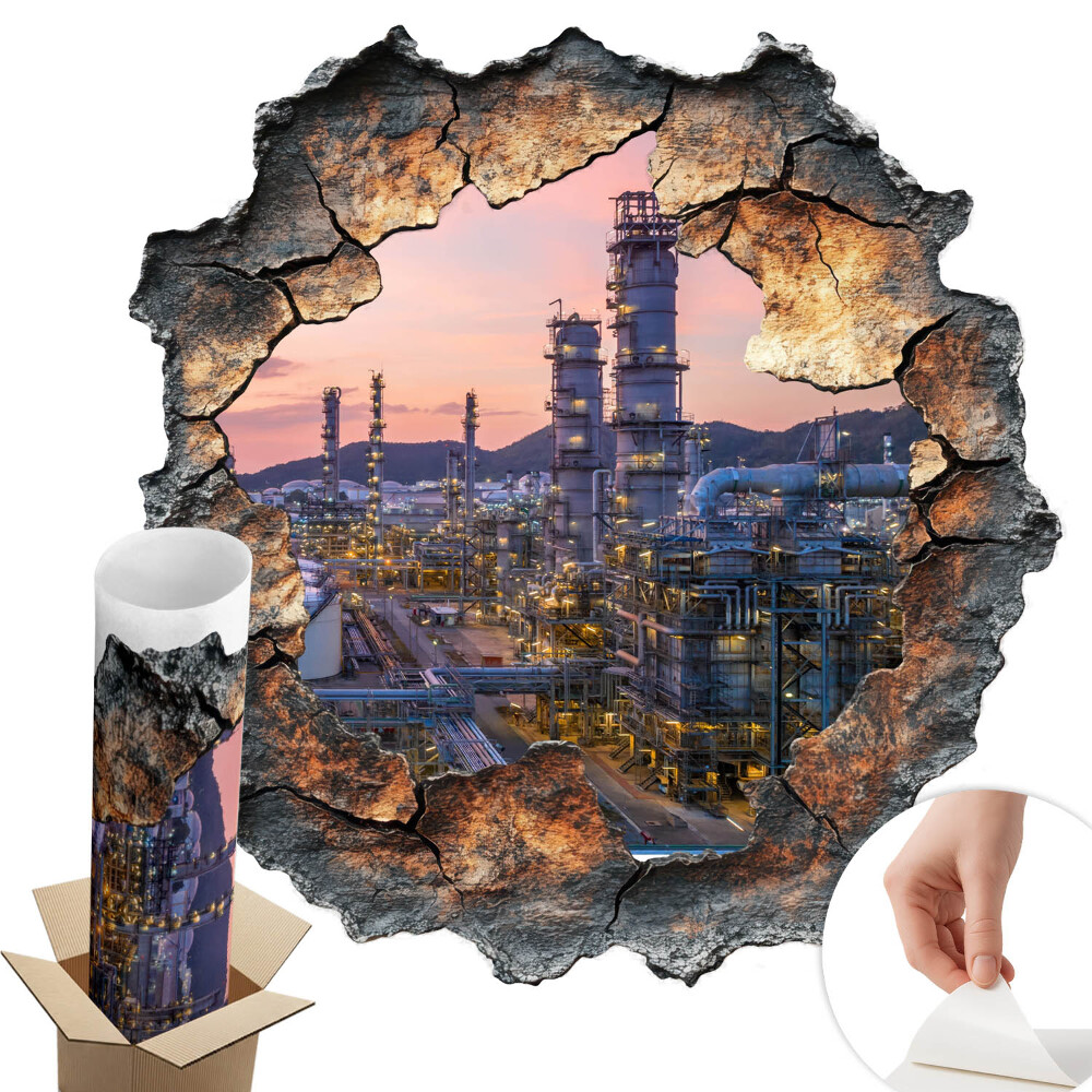 Fototapeta díra ve zdi 97x100 Rafinérské věže