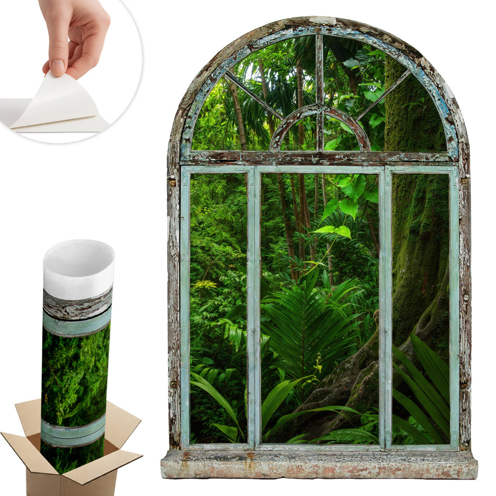 Fototapeta okno 3D 68x100 Tropické okno.