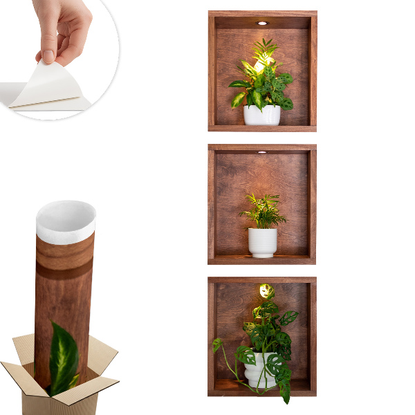 3D samolepka na zeď 28x100 Rostlinné výklenky