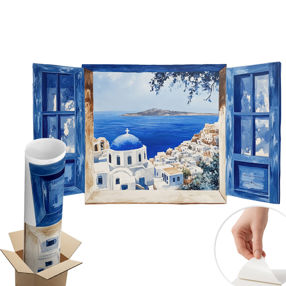 Fototapeta okno 3D 100x58 Řecká krajina