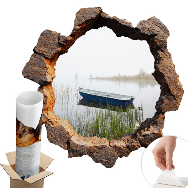 Fototapeta díra ve zdi 100x99 Kamenné jezero