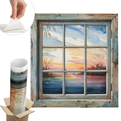 Fototapeta okno 3D 93x100 Akvarely oken