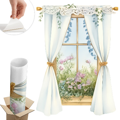 Fototapeta okno 3D 73x100 Záclony s výhledem