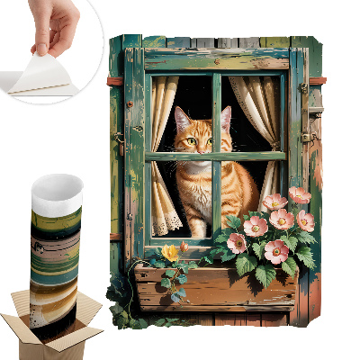 Fototapeta okno 3D 75x100 Kotě v okně