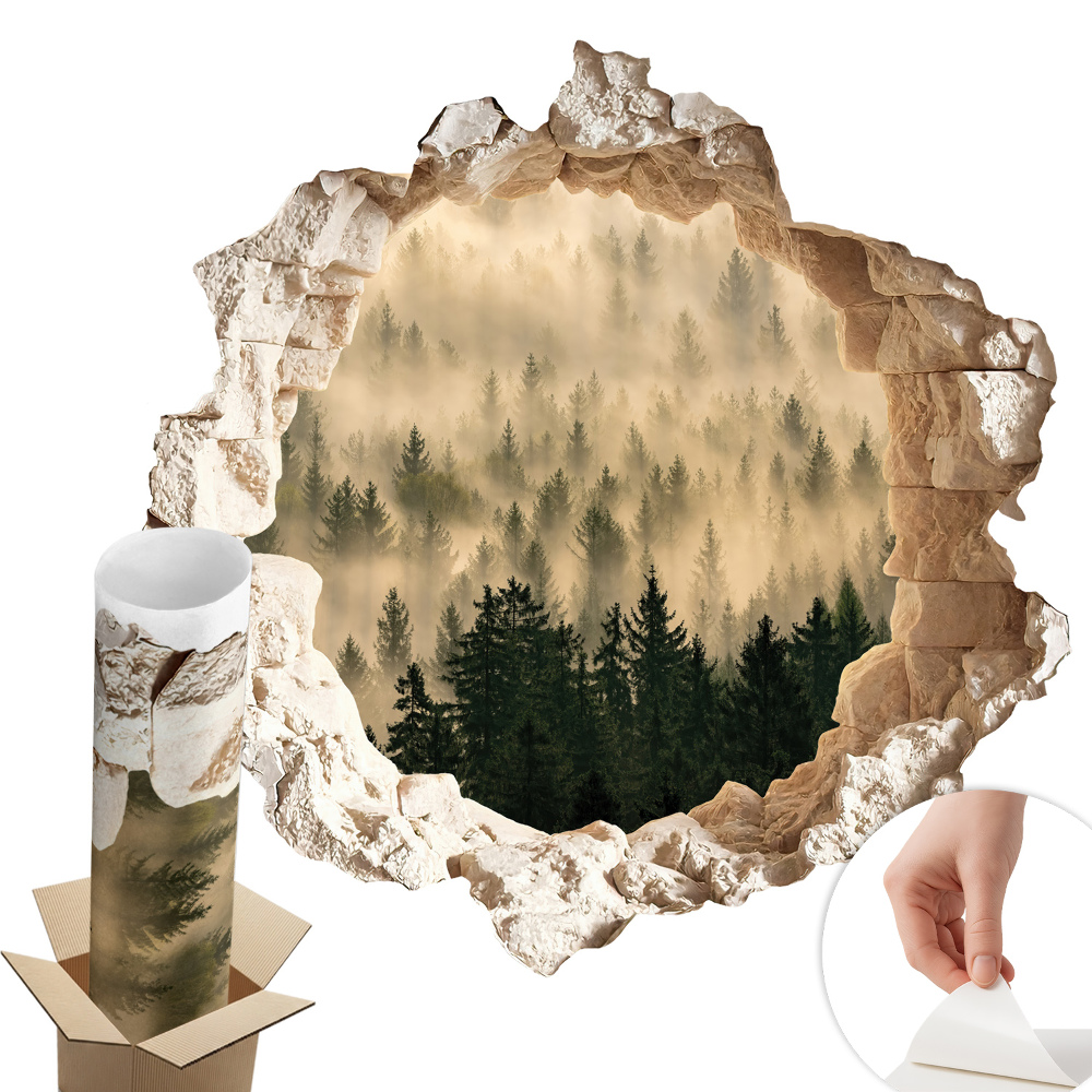 Fototapeta díra ve zdi 100x97 Mystický les