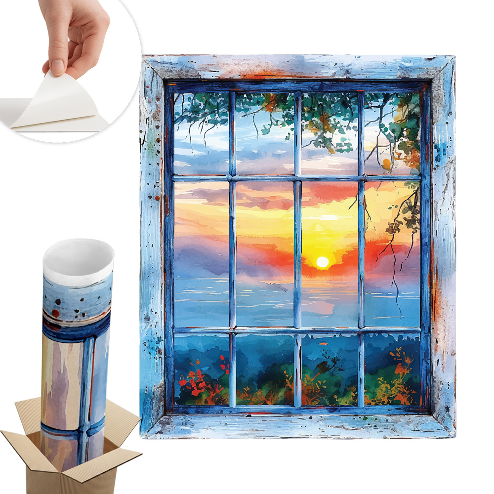 Fototapeta okno 3D 107x130 Okno na západ