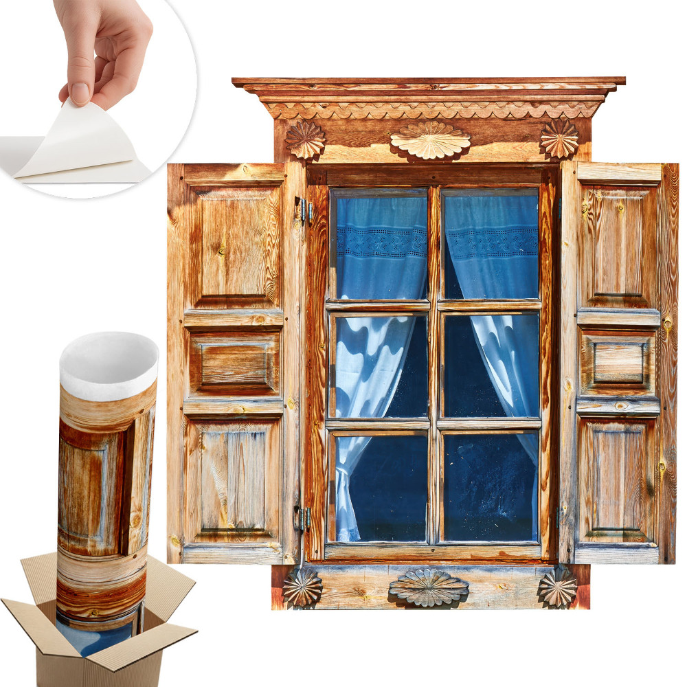 Fototapeta okno 3D 125x130 Rustikální okno