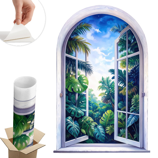 Fototapeta okno 3D 86x130 Tropický výhled