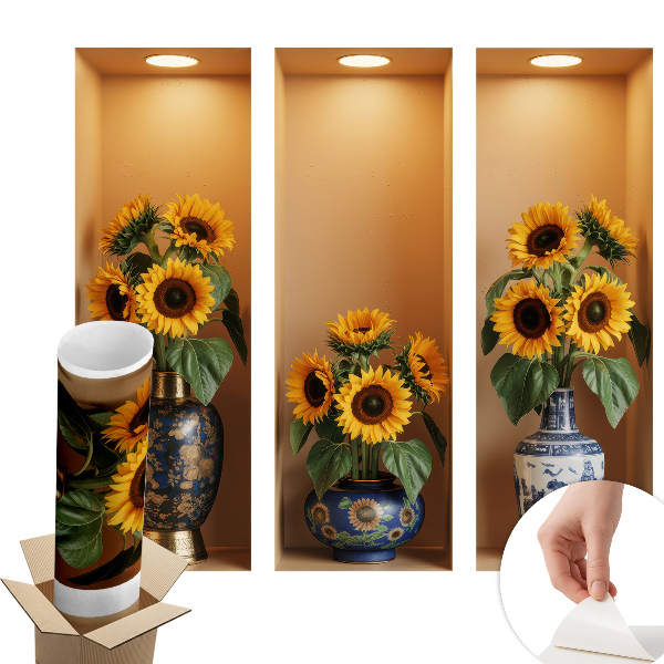 3D samolepka na zeď 130x118 Kytice slunečnic