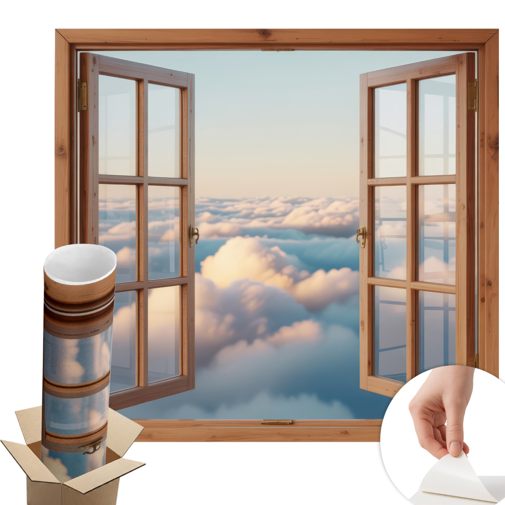 Fototapeta okno 3D 130x121 Mraky na obloze