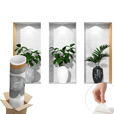 3D samolepka na zeď 130x81 Rostlinné výklenky