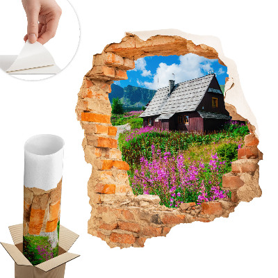 3D samolepka díra 51x60 Rustikální krajina